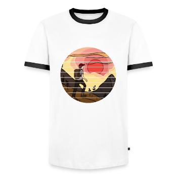 Bergwandern Wandern Bergwanderer Wanderung - Männer Kontrast-T-Shirt - Weiß/Schwarz - Vorne - AI Model Female 172 light (172cm) & AI Model Male 178 dark (178cm)