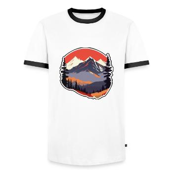 Mountains - Men's Ringer Shirt - white/black - Front - AI Model Female 172 light (172cm) & AI Model Male 178 dark (178cm)