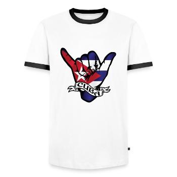 Cuba Shaka - Männer Kontrast-T-Shirt - Weiß/Schwarz - Vorne - AI Model Female 172 light (172cm) & AI Model Male 178 dark (178cm)