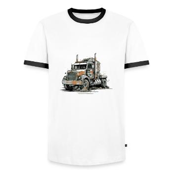 PowerHaul Truck - Men's Ringer Shirt - white/black - Front - AI Model Female 172 light (172cm) & AI Model Male 178 dark (178cm)