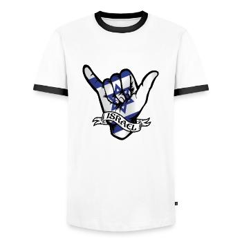 Israel Shaka - Männer Kontrast-T-Shirt - Weiß/Schwarz - Vorne - AI Model Female 172 light (172cm) & AI Model Male 178 dark (178cm)
