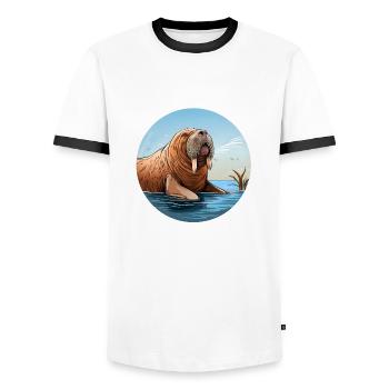 Walross - Männer Kontrast-T-Shirt - Weiß/Schwarz - Vorne - AI Model Female 172 light (172cm) & AI Model Male 178 dark (178cm)