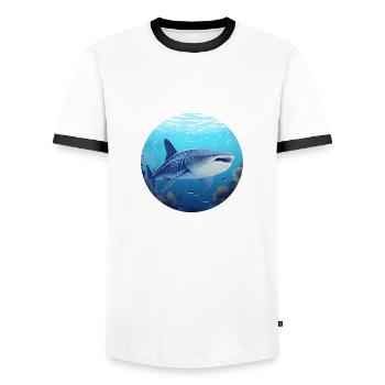 Walhai - Männer Kontrast-T-Shirt - Weiß/Schwarz - Vorne - AI Model Female 172 light (172cm) & AI Model Male 178 dark (178cm)