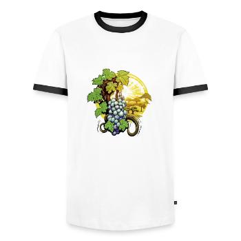 Bunch of grapes in the sun - Men's Ringer Shirt - white/black - Front - AI Model Female 172 light (172cm) & AI Model Male 178 dark (178cm)