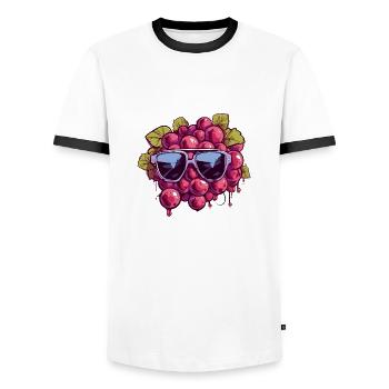 Bunch of Maria grapes - Men's Ringer Shirt - white/black - Front - AI Model Female 172 light (172cm) & AI Model Male 178 dark (178cm)