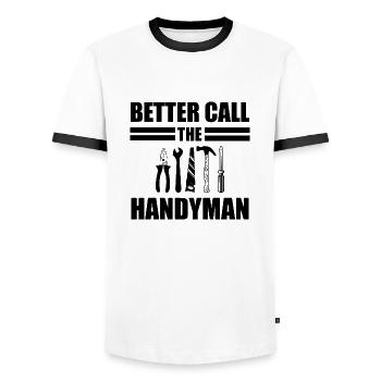 Craftsman Handyman Craft Tool Construction Site - Men's Ringer Shirt - white/black - Front - AI Model Female 172 light (172cm) & AI Model Male 178 dark (178cm)