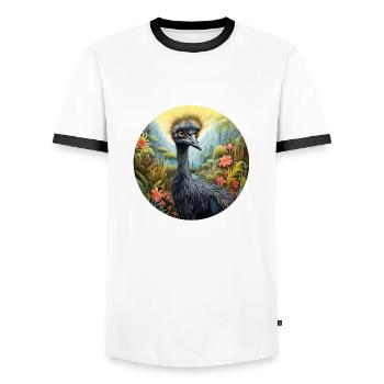 Emu - Men's Ringer Shirt - white/black - Front - AI Model Female 172 light (172cm) & AI Model Male 178 dark (178cm)