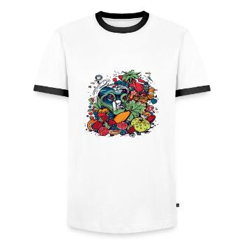 Monstro fruits - Men's Ringer Shirt - white/black - Front - AI Model Female 172 light (172cm) & AI Model Male 178 dark (178cm)