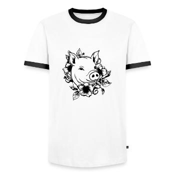 Truie cochonne - T-shirt contrasté Homme - blanc/noir - Devant - AI Model Female 172 light (172cm) & AI Model Male 178 dark (178cm)