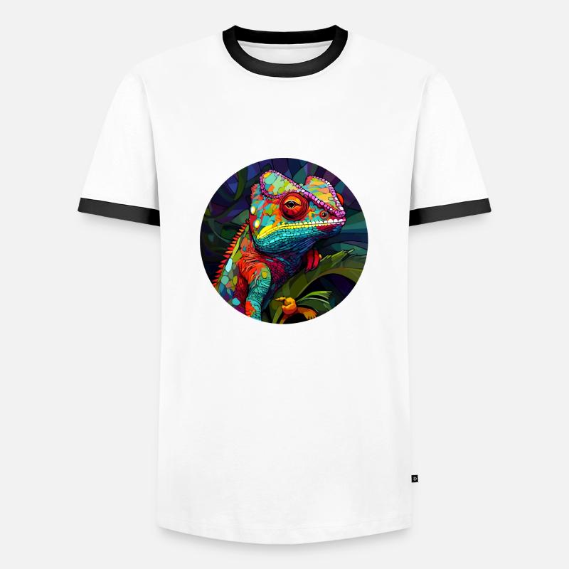Chamäleon - Männer Kontrast-T-Shirt - Weiß/Schwarz