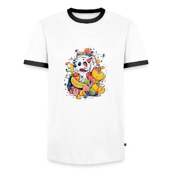 Monstro fruits n°3 - Men's Ringer Shirt - white/black - Front - AI Model Female 172 light (172cm) & AI Model Male 178 dark (178cm)