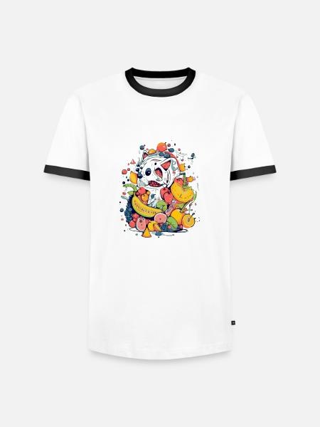 Monstro fruits n°3 - Men's Ringer Shirt - white/black
