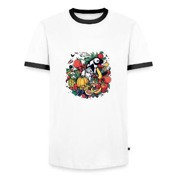 Fruits and animals - Men's Ringer Shirt - white/black - Front - AI Model Female 172 light (172cm) & AI Model Male 178 dark (178cm)