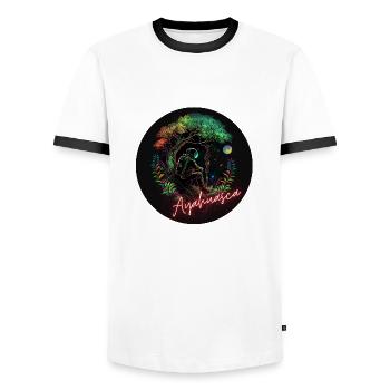 L'Ayahuasca comme passerelle entre les mondes - T-shirt contrasté Homme - blanc/noir - Devant - AI Model Female 172 light (172cm) & AI Model Male 178 dark (178cm)