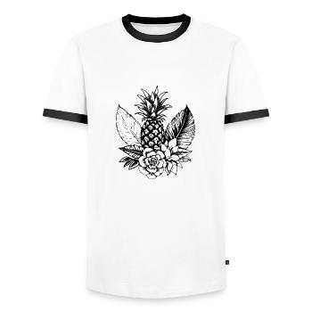 Ananas - Männer Kontrast-T-Shirt - Weiß/Schwarz - Vorne - AI Model Female 172 light (172cm) & AI Model Male 178 dark (178cm)