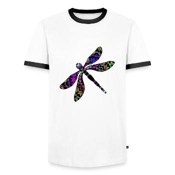 Dragonfly - Men's Ringer Shirt - white/black - Front - AI Model Female 172 light (172cm) & AI Model Male 178 dark (178cm)