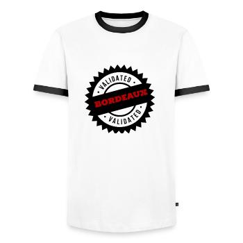 Bordeaux c'est validé - T-shirt contrasté Homme - blanc/noir - Devant - AI Model Female 172 light (172cm) & AI Model Male 178 dark (178cm)