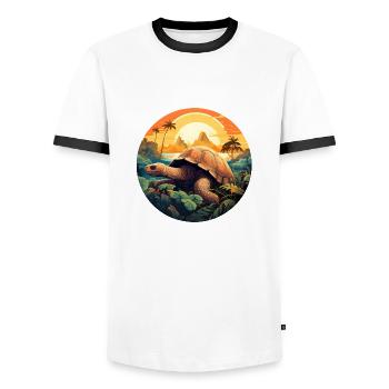 Giant Tortoise - Men's Ringer Shirt - white/black - Front - AI Model Female 172 light (172cm) & AI Model Male 178 dark (178cm)