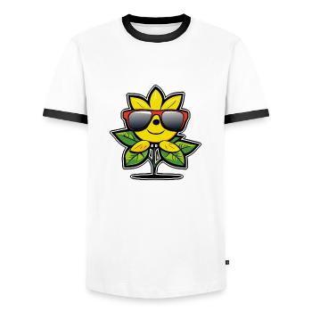 Cartoon Lemon - Men's Ringer Shirt - white/black - Front - AI Model Female 172 light (172cm) & AI Model Male 178 dark (178cm)