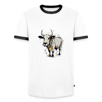 Journey la vache - T-shirt contrasté Homme - blanc/noir - Devant - AI Model Female 172 light (172cm) & AI Model Male 178 dark (178cm)