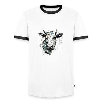 Groa la vache - T-shirt contrasté Homme - blanc/noir - Devant - AI Model Female 172 light (172cm) & AI Model Male 178 dark (178cm)