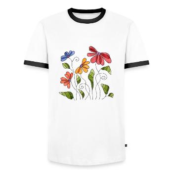 Blumen - Männer Kontrast-T-Shirt - Weiß/Schwarz - Vorne - AI Model Female 172 light (172cm) & AI Model Male 178 dark (178cm)