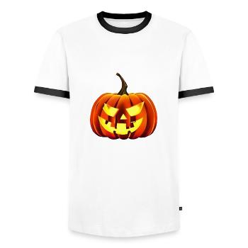 Halloween Pumpkin Costume Gift Pumpkin Pumpkin - Men's Ringer Shirt - white/black - Front - AI Model Female 172 light (172cm) & AI Model Male 178 dark (178cm)