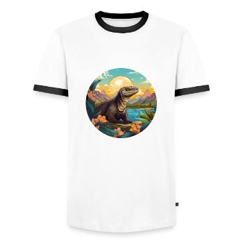 Komodowaran - Männer Kontrast-T-Shirt - Weiß/Schwarz - Vorne - AI Model Female 172 light (172cm) & AI Model Male 178 dark (178cm)