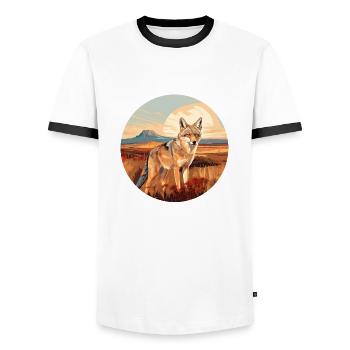 Kojote - Männer Kontrast-T-Shirt - Weiß/Schwarz - Vorne - AI Model Female 172 light (172cm) & AI Model Male 178 dark (178cm)