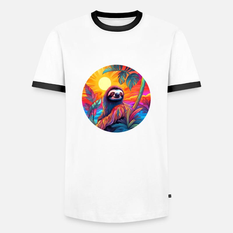 Faultier - Männer Kontrast-T-Shirt - Weiß/Schwarz