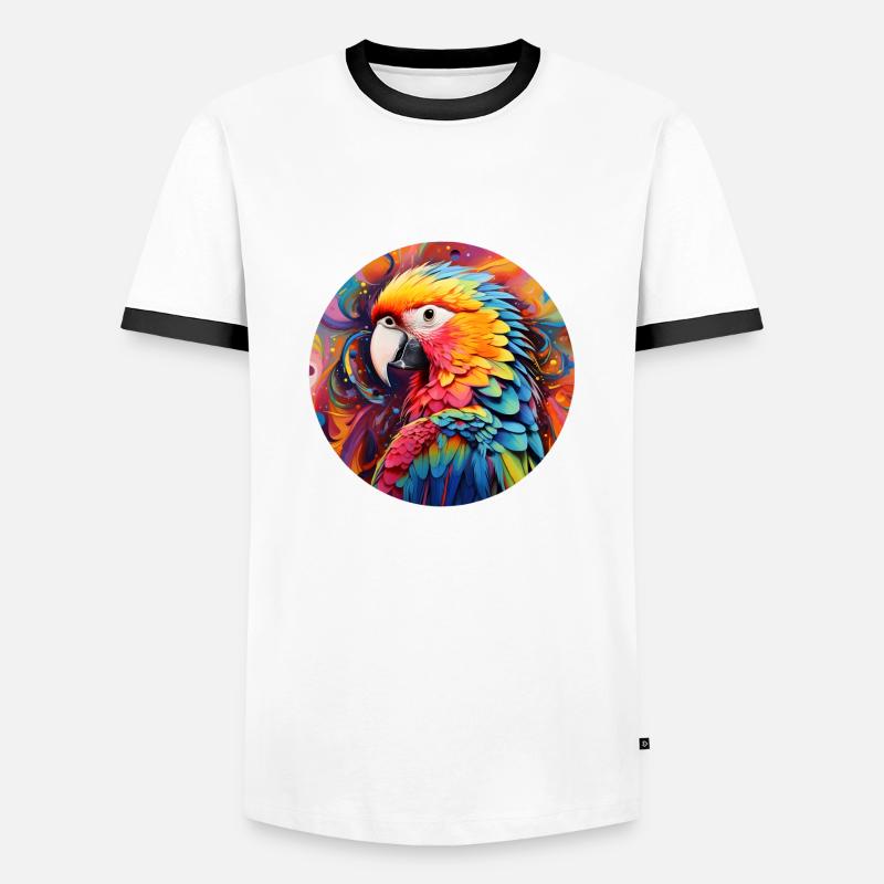 Rainbow Parrot - Men's Ringer Shirt - white/black