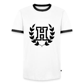 Letter h sport - Men's Ringer Shirt - white/black - Front - AI Model Female 172 light (172cm) & AI Model Male 178 dark (178cm)