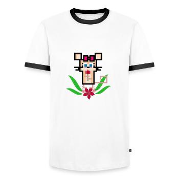 Flowermouse - Men's Ringer Shirt - white/black - Front - AI Model Female 172 light (172cm) & AI Model Male 178 dark (178cm)