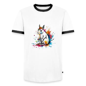 Bibou l'écureuil peintre - T-shirt contrasté Homme - blanc/noir - Devant - AI Model Female 172 light (172cm) & AI Model Male 178 dark (178cm)
