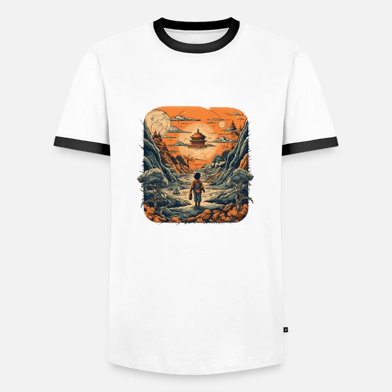 Lonely Sunset - Men's Ringer Shirt - white/black