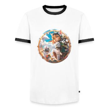 Anime Cat Boy - T-shirt contrasté Homme - blanc/noir - Devant - AI Model Female 172 light (172cm) & AI Model Male 178 dark (178cm)