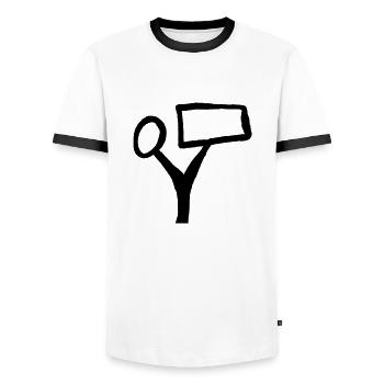 Texte de l’arborescence - T-shirt contrasté Homme - blanc/noir - Devant - AI Model Female 172 light (172cm) & AI Model Male 178 dark (178cm)