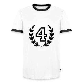 4th birthday-gift idea 4 years - Men's Ringer Shirt - white/black - Front - AI Model Female 172 light (172cm) & AI Model Male 178 dark (178cm)