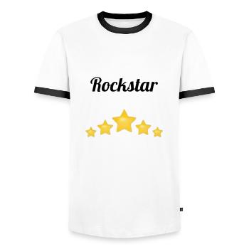 Rock Star - Men's Ringer Shirt - white/black - Front - AI Model Female 172 light (172cm) & AI Model Male 178 dark (178cm)