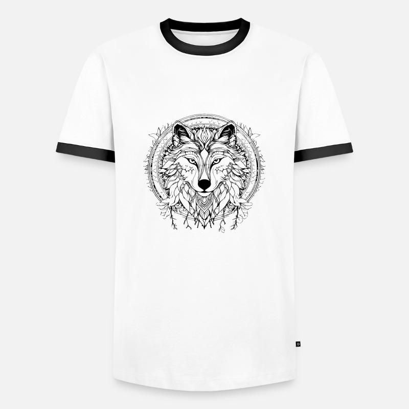 Wolf - Männer Kontrast-T-Shirt - Weiß/Schwarz