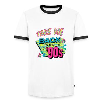 90er Jahre Niedlich 80er Jahre Retro Vintage Lustig Cool Nostalgie - Männer Kontrast-T-Shirt - Weiß/Schwarz - Vorne - AI Model Female 172 light (172cm) & AI Model Male 178 dark (178cm)