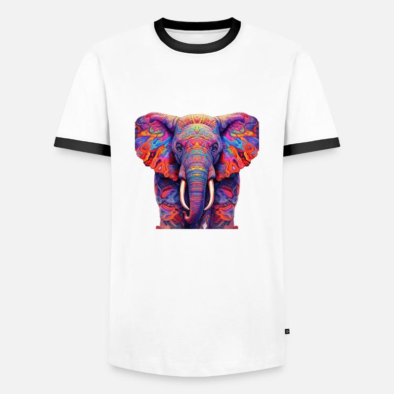 Psychedelic elephant - Men's Ringer Shirt - white/black