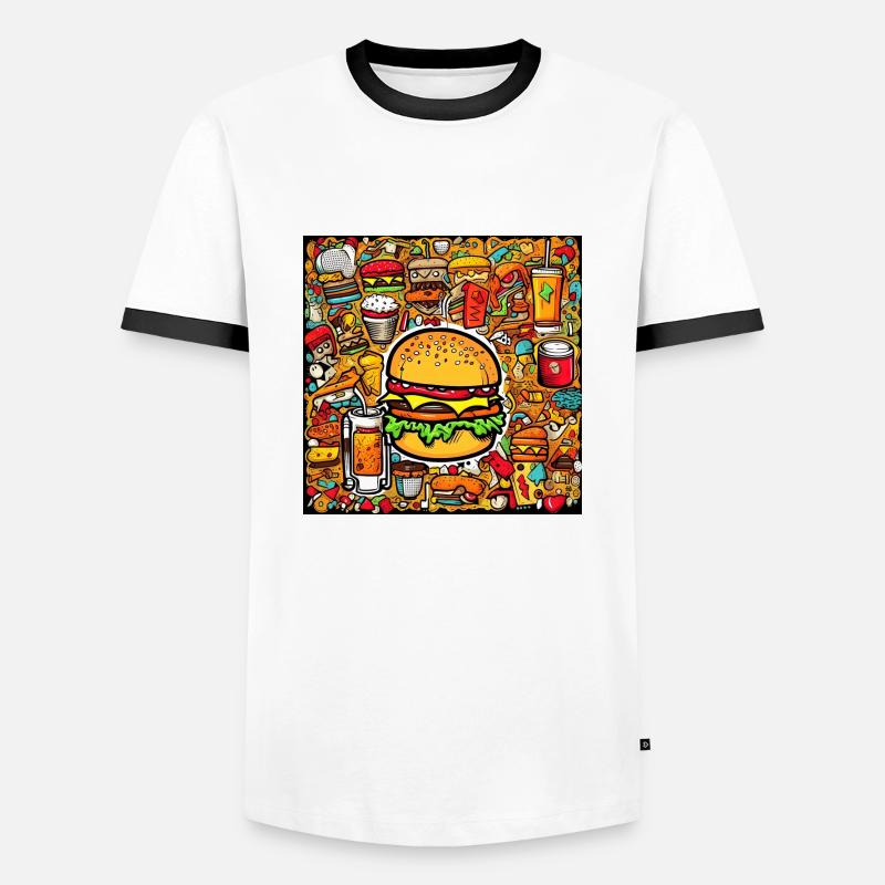 Multi pattern burger - Men's Ringer Shirt - white/black
