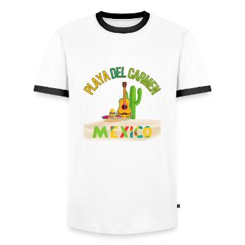 playa del carmen Mexico - Men's Ringer Shirt - white/black - Front - AI Model Female 172 light (172cm) & AI Model Male 178 dark (178cm)