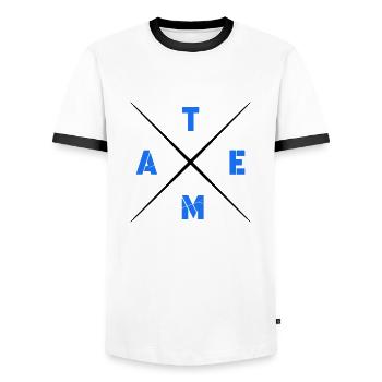 team - Männer Kontrast-T-Shirt - Weiß/Schwarz - Vorne - AI Model Female 172 light (172cm) & AI Model Male 178 dark (178cm)
