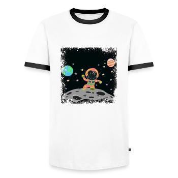 Astronaut orange orange grunge - Männer Kontrast-T-Shirt - Weiß/Schwarz - Vorne - AI Model Female 172 light (172cm) & AI Model Male 178 dark (178cm)
