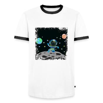 astronaute bleu bleu grunge - T-shirt contrasté Homme - blanc/noir - Devant - AI Model Female 172 light (172cm) & AI Model Male 178 dark (178cm)