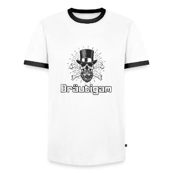 Bräutigam Totenkopf - JGA Premium Shop - Männer Kontrast-T-Shirt - Weiß/Schwarz - Vorne - AI Model Female 172 light (172cm) & AI Model Male 178 dark (178cm)