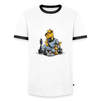 Bilo in full reflection - Men's Ringer Shirt - white/black - Front - AI Model Female 172 light (172cm) & AI Model Male 178 dark (178cm)