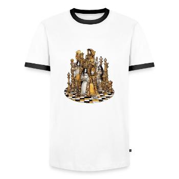 Kings and goddesses of the chessboard - Men's Ringer Shirt - white/black - Front - AI Model Female 172 light (172cm) & AI Model Male 178 dark (178cm)